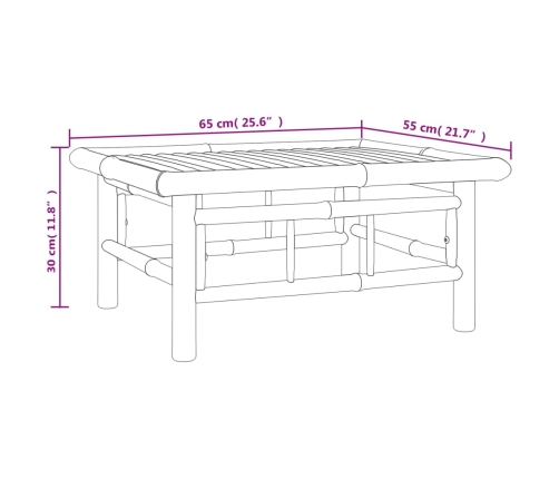 vidaXL dārza galds, 65x55x30 cm, bambuss