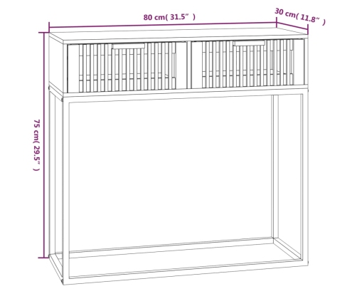 vidaXL konsoles galdiņš, 80x30x75 cm, inženierijas koks, dzelzs