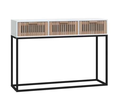 vidaXL konsoles galdiņš, balts, 105x30x75cm, inženierijas koks, dzelzs