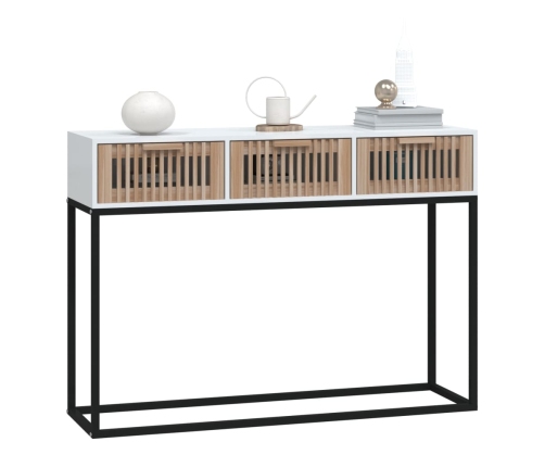 vidaXL konsoles galdiņš, balts, 105x30x75cm, inženierijas koks, dzelzs