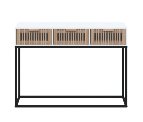 vidaXL konsoles galdiņš, balts, 105x30x75cm, inženierijas koks, dzelzs
