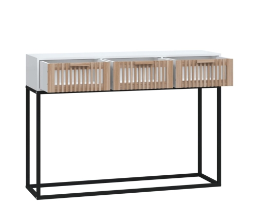 vidaXL konsoles galdiņš, balts, 105x30x75cm, inženierijas koks, dzelzs