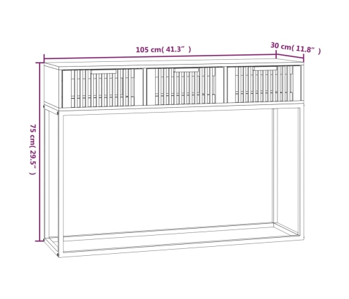 vidaXL konsoles galdiņš, 105x30x75cm, inženierijas koks, dzelzs