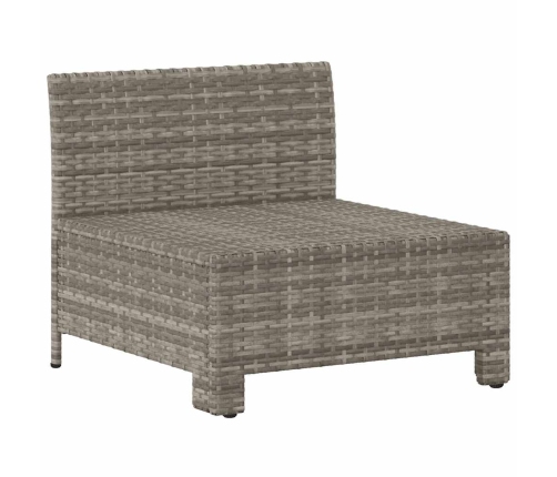 vidaXL vidējais dārza dīvāns, spilveni, pelēka PE rotangpalma