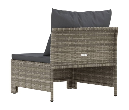 vidaXL vidējais dārza dīvāns, spilveni, pelēka PE rotangpalma