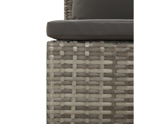 vidaXL vidējais dārza dīvāns, spilveni, pelēka PE rotangpalma