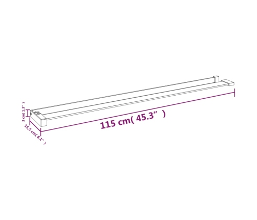 vidaXL plaukts dušas sienai, hroma krāsā, 115 cm, alumīnijs