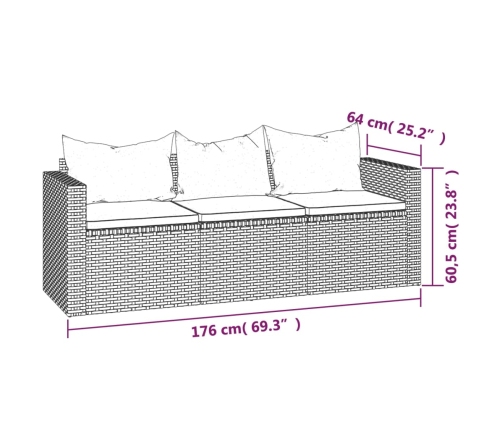 vidaXL dārza dīvāna komplekts, brūna PE rotangpalma