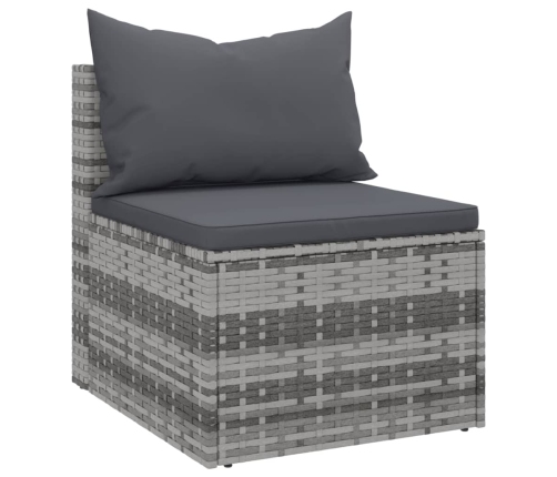 vidaXL vidējie dārza dīvāni, spilveni, 2 gab., pelēka PE rotangpalma