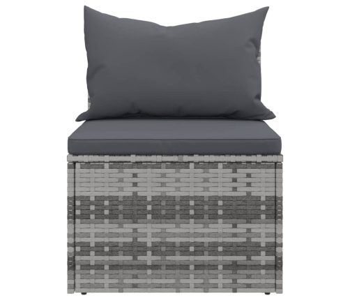 vidaXL vidējie dārza dīvāni, spilveni, 2 gab., pelēka PE rotangpalma