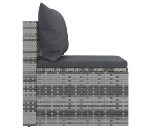 vidaXL vidējie dārza dīvāni, spilveni, 2 gab., pelēka PE rotangpalma