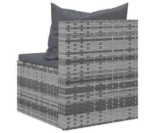 vidaXL vidējie dārza dīvāni, spilveni, 2 gab., pelēka PE rotangpalma