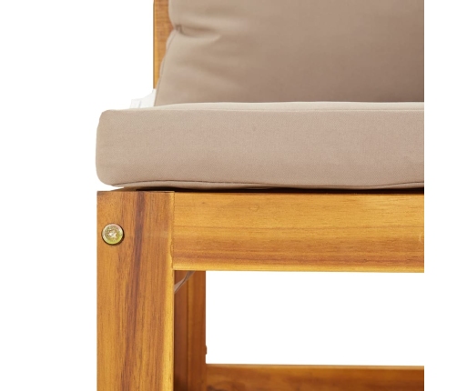 vidaXL vidējais dīvāns ar pelēkbrūniem matračiem, akācijas masīvkoks