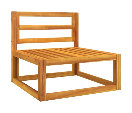 vidaXL vidējais dīvāns ar gaiši pelēkiem matračiem, akācijas masīvkoks