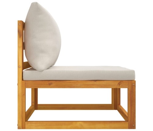 vidaXL vidējais dīvāns ar gaiši pelēkiem matračiem, akācijas masīvkoks