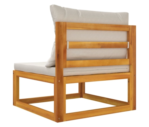 vidaXL vidējais dīvāns ar gaiši pelēkiem matračiem, akācijas masīvkoks