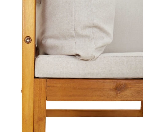 vidaXL vidējais dīvāns ar gaiši pelēkiem matračiem, akācijas masīvkoks