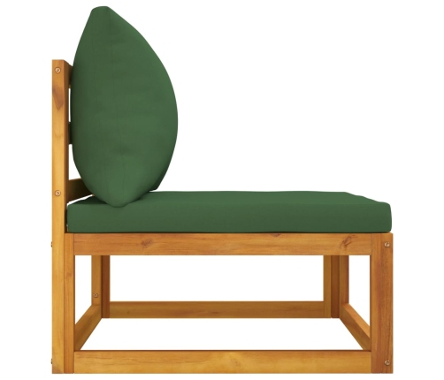 vidaXL vidējais dīvāns ar zaļiem matračiem, akācijas masīvkoks