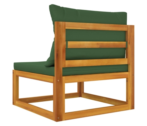 vidaXL vidējais dīvāns ar zaļiem matračiem, akācijas masīvkoks