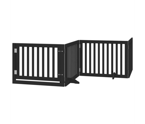 vidaXL suņu vārti ar durvīm, salokāmi, 4 paneļi, 320 cm, papeles koks