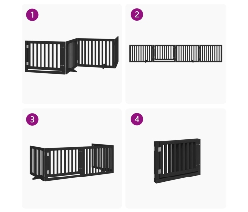 vidaXL suņu vārti ar durvīm, salokāmi, 4 paneļi, 320 cm, papeles koks