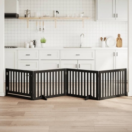 vidaXL suņu vārti ar durvīm, salokāmi, 4 paneļi, 320 cm, papeles koks