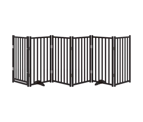 vidaXL suņu vārti ar durvīm salokāmi 6 paneļi 300 cm egles masīvkoks