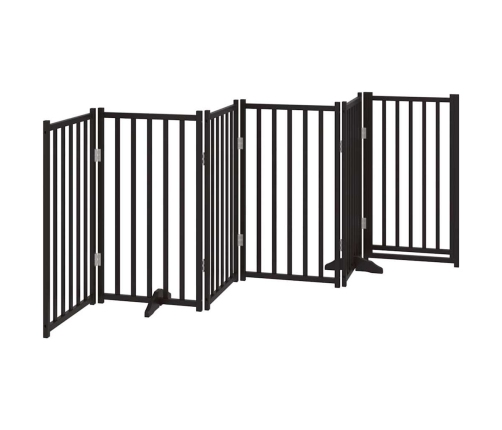 vidaXL suņu vārti ar durvīm salokāmi 6 paneļi 300 cm egles masīvkoks