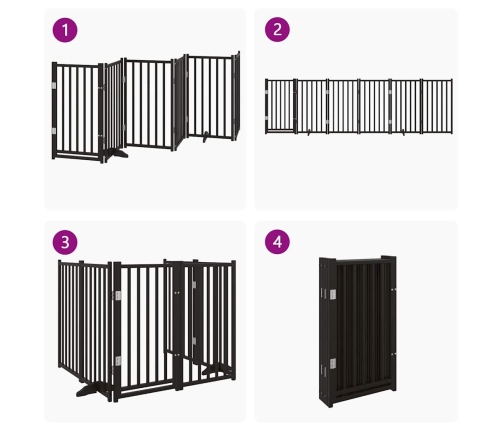 vidaXL suņu vārti ar durvīm salokāmi 6 paneļi 300 cm egles masīvkoks