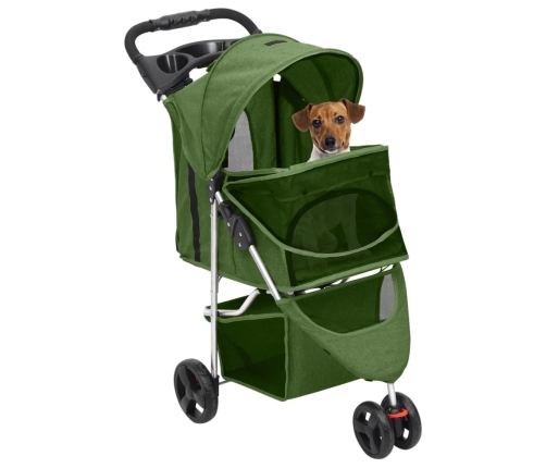 vidaXL saliekami suņu ratiņi, zaļi, 80x46x98 cm, Oksfordas audums