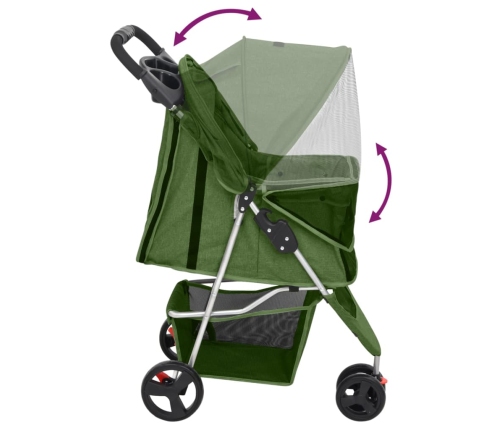 vidaXL saliekami suņu ratiņi, zaļi, 80x46x98 cm, Oksfordas audums