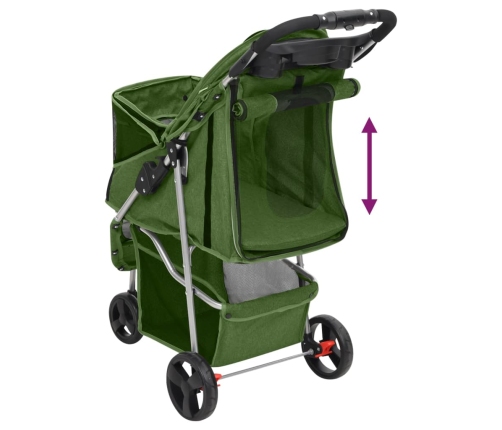 vidaXL saliekami suņu ratiņi, zaļi, 80x46x98 cm, Oksfordas audums