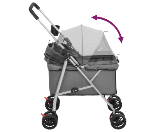 vidaXL saliekami suņu ratiņi, 76x50x100 cm, Oksfordas audums, pelēki