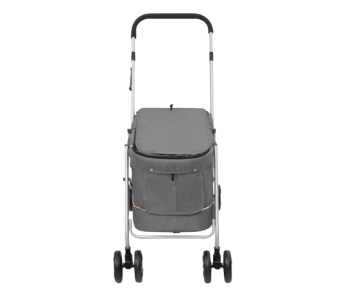 vidaXL saliekami suņu ratiņi, pelēki, 100x49x96 cm, lina audums