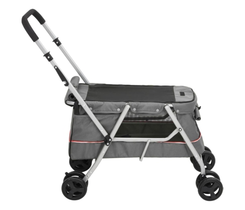 vidaXL saliekami suņu ratiņi, pelēki, 100x49x96 cm, lina audums