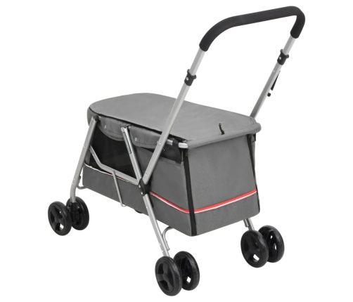 vidaXL saliekami suņu ratiņi, pelēki, 100x49x96 cm, lina audums