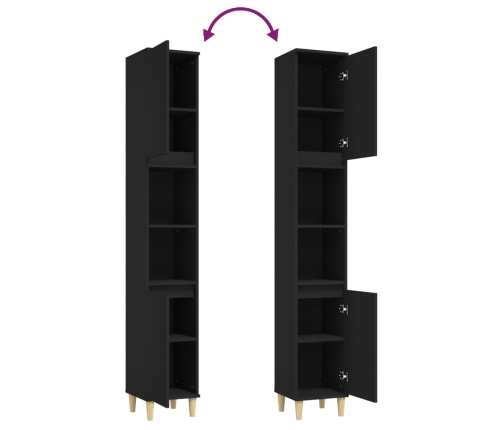 vidaXL vannasistabas skapis, melns, 30x30x190 cm, inženierijas koks