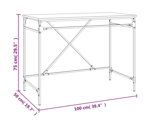 vidaXL rakstāmgalds, melns, 100x50x75 cm, inženierijas koks un dzelzs