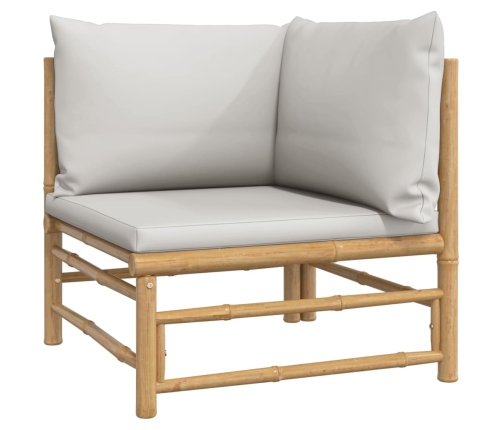 vidaXL 10-daļīgs dārza dīvānu komplekts ar pelēkiem matračiem, bambuss