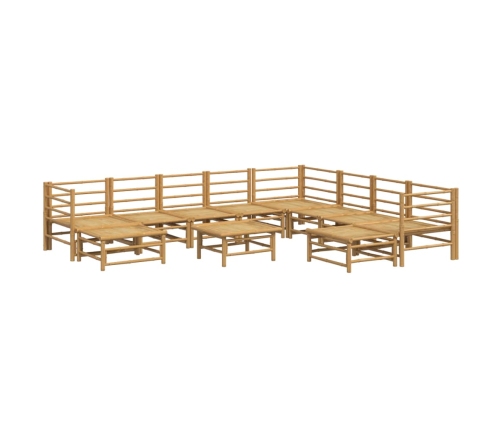 11-Daļīgs Dārza Dīvānu Komplekts Ar Pelēkiem Matračiem, Bambuss Vidaxl