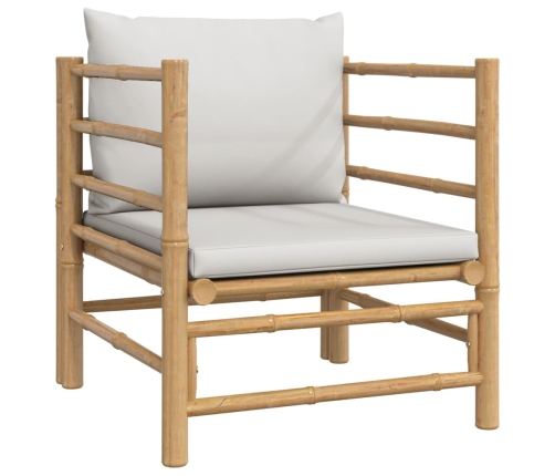 12-Daļīgs Dārza Dīvānu Komplekts Ar Pelēkiem Matračiem, Bambuss Vidaxl