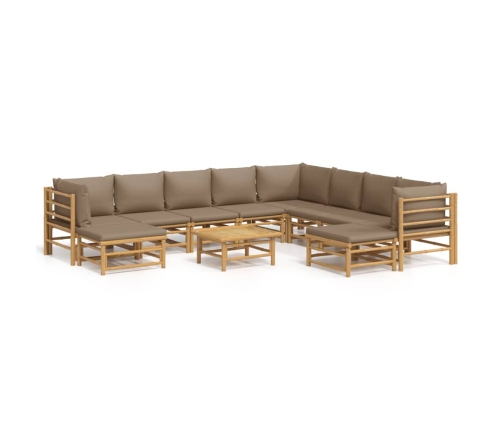 vidaXL 11-daļīgs dārza atpūtas mēbeļu komplekts ar matračiem, bambuss