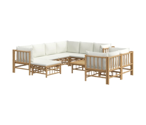 vidaXL 10-daļīgs dārza atpūtas mēbeļu komplekts ar matračiem, bambuss