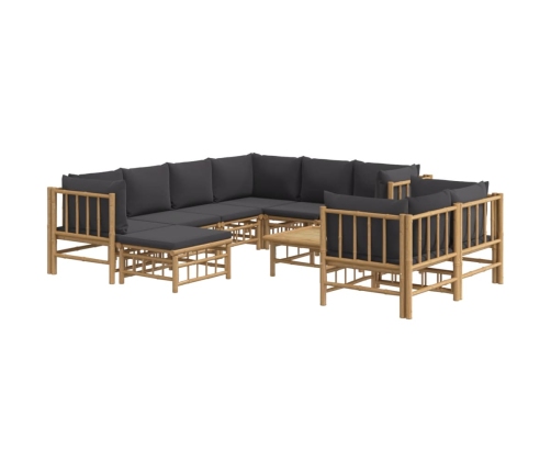 vidaXL 10-daļīgs dārza atpūtas mēbeļu komplekts ar matračiem, bambuss