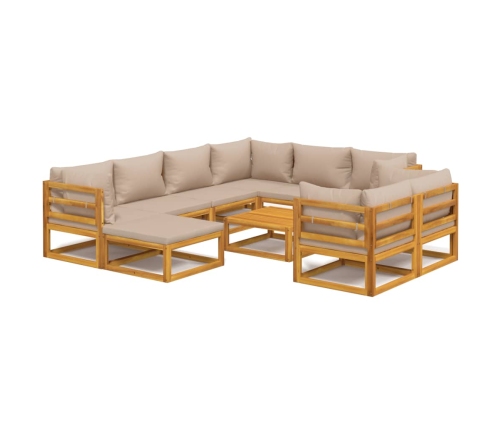 vidaXL 10-daļīgs atpūtas mēbeļu komplekts ar matračiem, masīvkoks