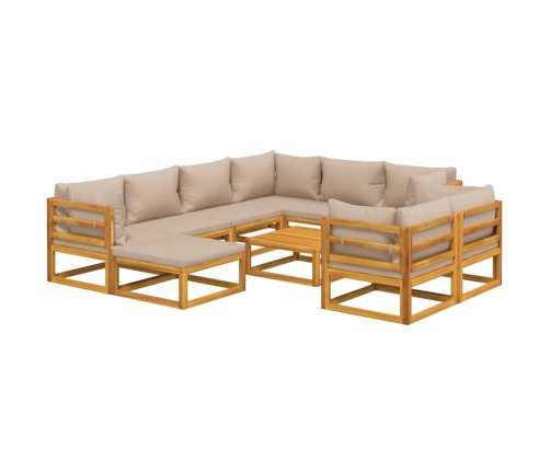 vidaXL 10-daļīgs atpūtas mēbeļu komplekts ar matračiem, masīvkoks