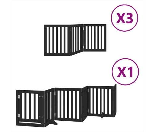 vidaXL suņu vārti ar durvīm, salokāmi, 15 paneļi, 750 cm, papeles koks