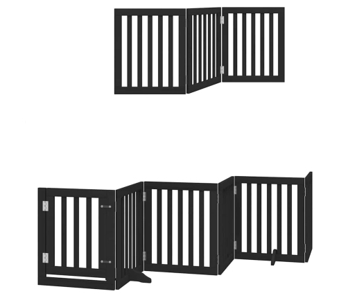 vidaXL suņu vārti ar durvīm, salokāmi, 15 paneļi, 750 cm, papeles koks