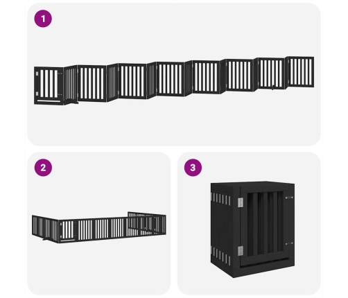 vidaXL suņu vārti ar durvīm, salokāmi, 15 paneļi, 750 cm, papeles koks