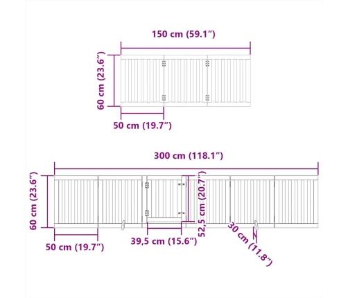 vidaXL suņu vārti ar durvīm, salokāmi, 15 paneļi, 750 cm, papeles koks